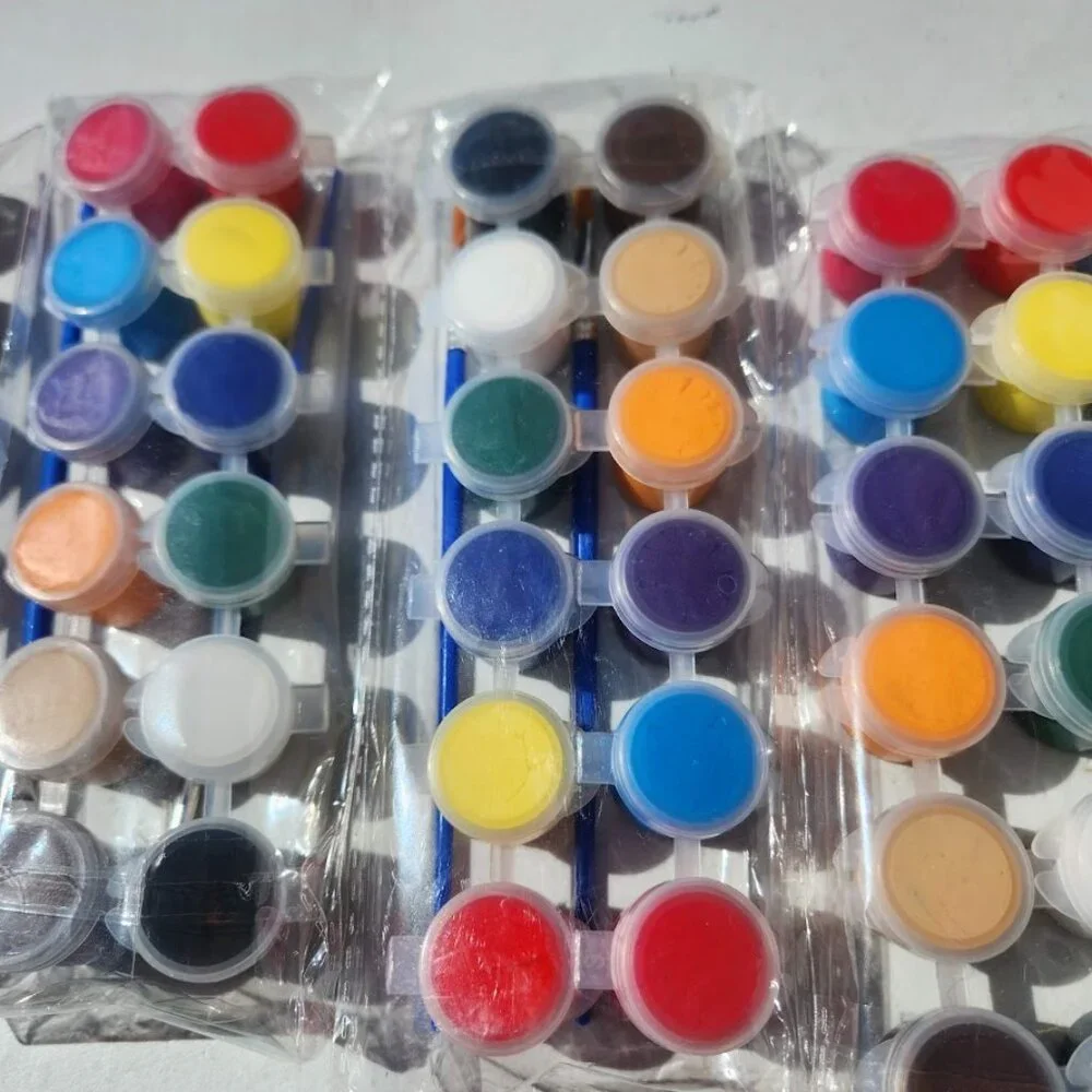 NEW Set of 5 Acrylic Paint Colors with Brushes DIY Art Bundle Craft Projects Pai